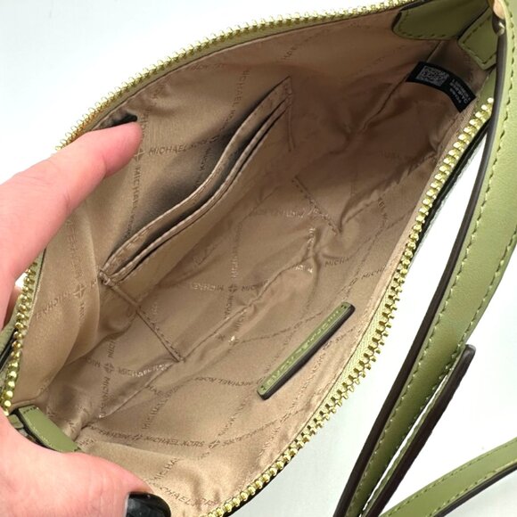 Michael Kors Dover Small Mini Half-Moon Leather Crossbody Bag - Light Sage - Picture 15 of 15